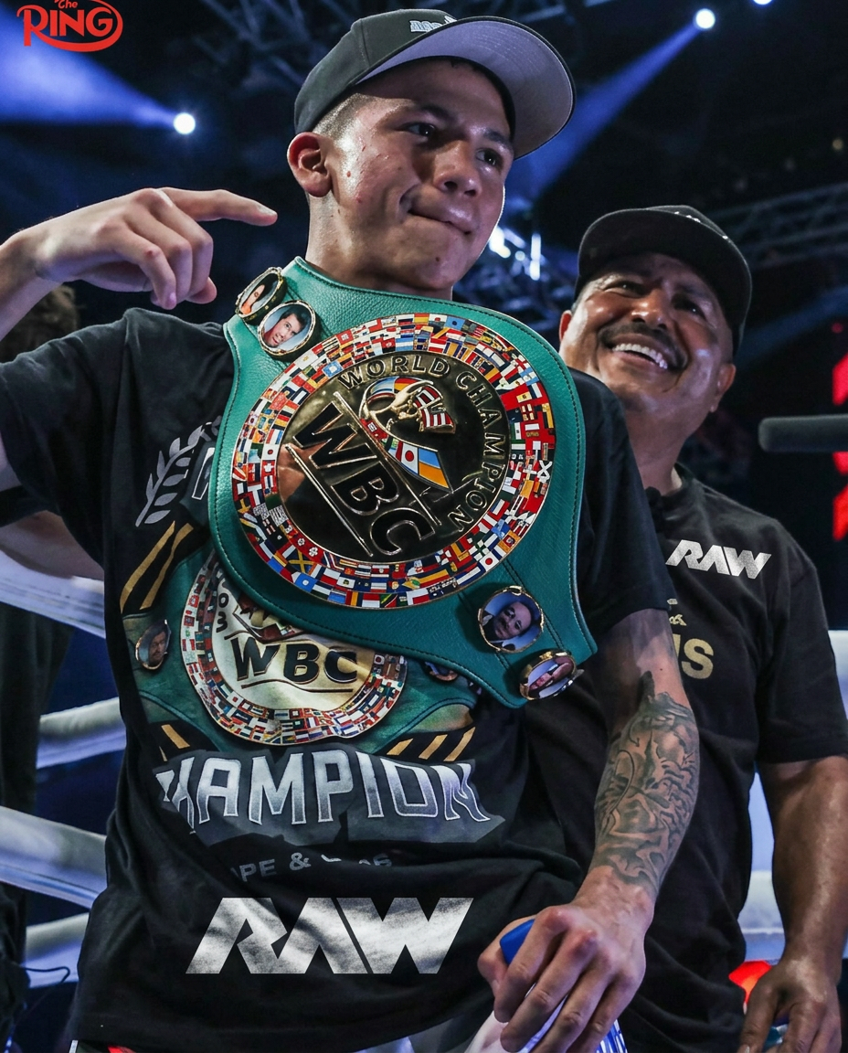 Robert Garcia fighter wearing RAW branded apparel on a championship stage