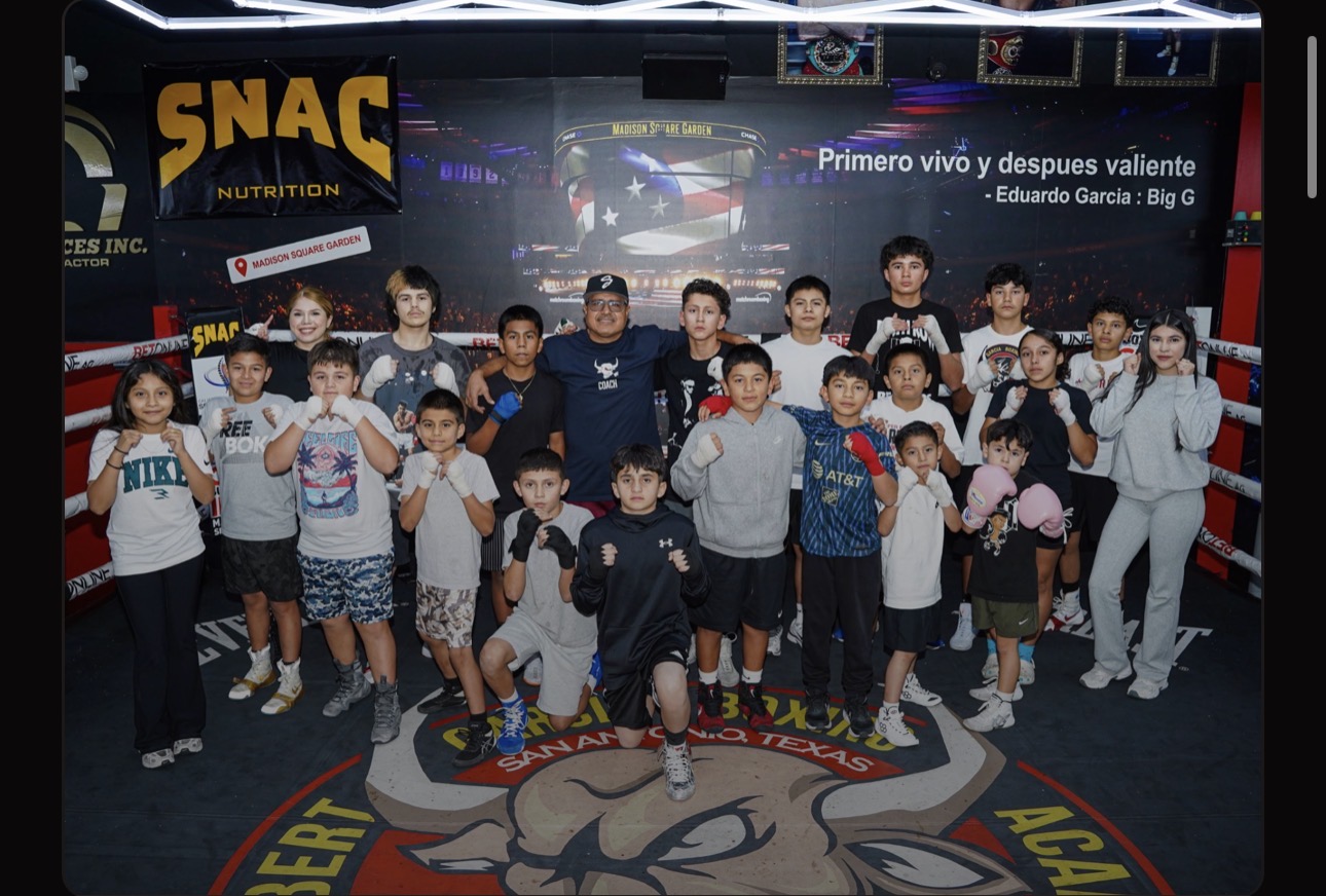 Robert Garcia with RGBA Youth Foundation kids in the boxing ring