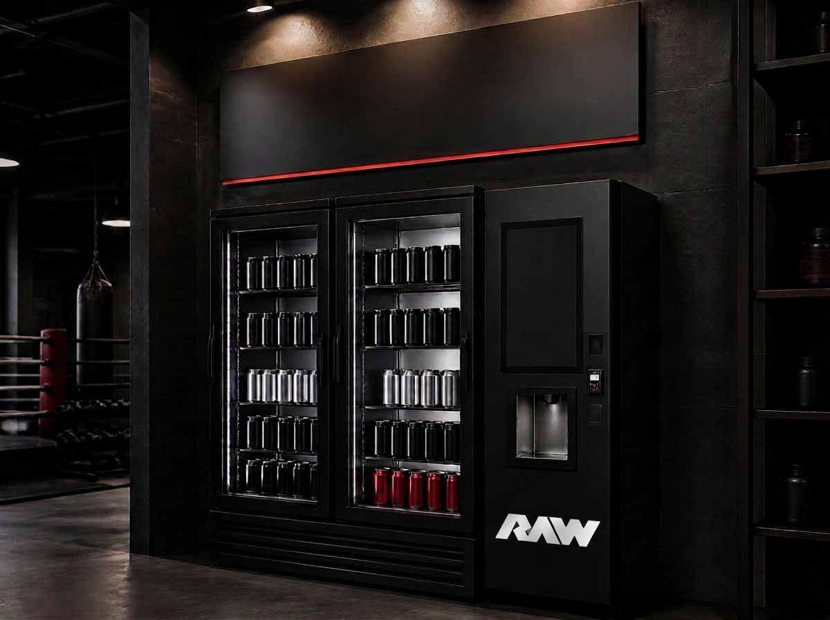 Concept rendering of branded refrigerators and a vending kiosk